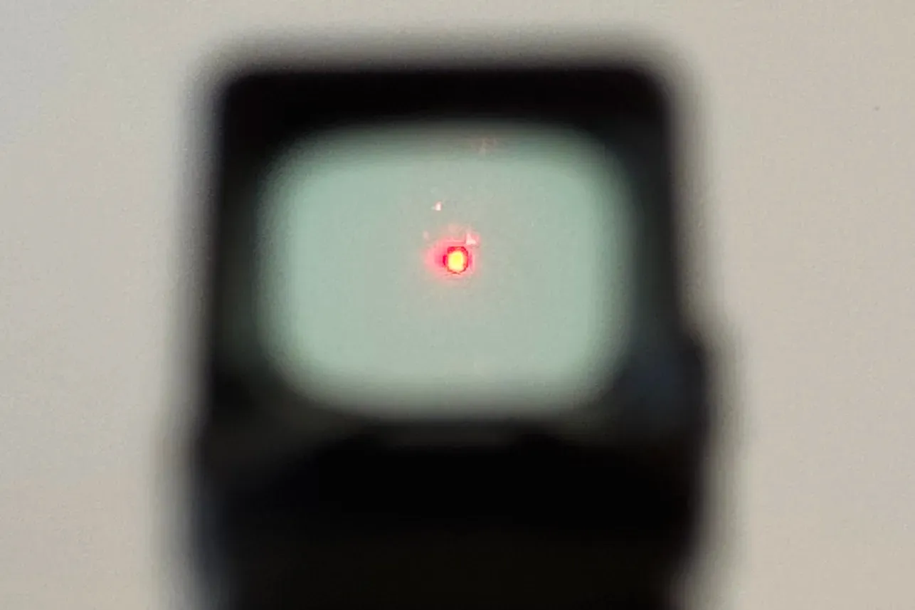 Holosun 507k X2 view with 2 MOA dot reticle